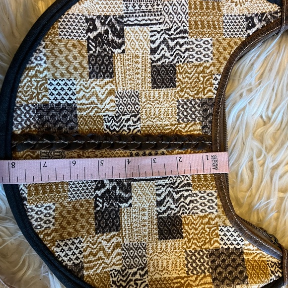 Sixtease over the shoulder circle bag fabric and leather Cowboy patchwork - Picture 7 of 9